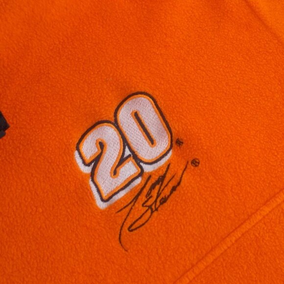 Vtg Tony Stewart #20 Orange Nascar Quarter Zip Fleece Sweater L By Competitors - Picture 9 of 11